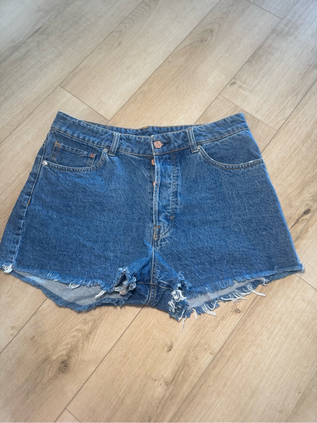 H&M Blue Distressed Denim Cutoff Shorts